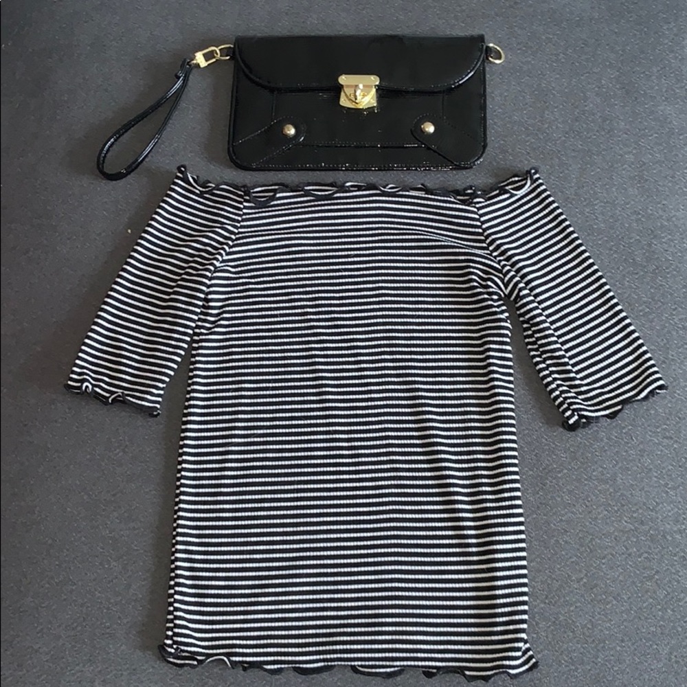 Bundle off shoulder shirt with Steve Madden clutch